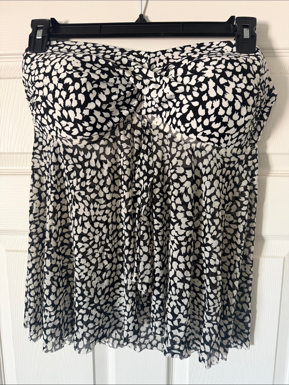 Merona Black and White Printed strapless swim top